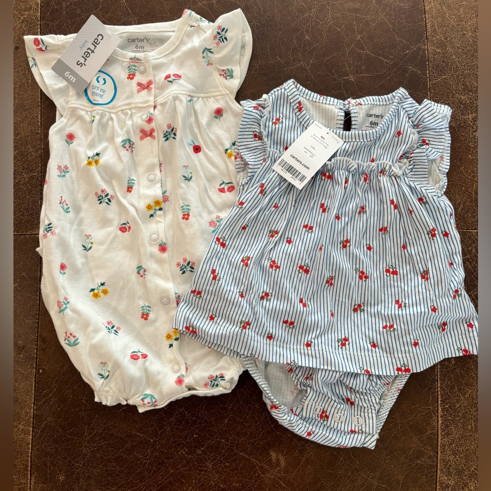Brand new Carters baby girl 6 month onesie - bubble/dress